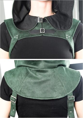 FURPHI Steampunk Rogue Medieval Hooded Cowl Hat Gothic Soft Faux Suede Cape Costume for Men Women Halloween in Kuwait