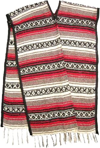 Needzo Authentic Traditional Mexican Poncho for Men and Women, Unisex Multi Colored Falsa Ponchos with Fringe on Bottom, One Size Fits Most Adults, Assorted Colors in Saudi Arabia