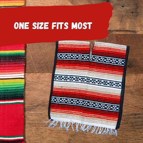 Needzo Authentic Traditional Mexican Poncho for Men and Women, Unisex Multi Colored Falsa Ponchos with Fringe on Bottom, One Size Fits Most Adults, Assorted Colors in Saudi Arabia