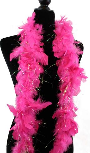 Ws&Wt 25gram Pack of 2pcs Chandelle Boa 47inch Turkey Feather Party Dress up Halloween Costume Boa in Kuwait