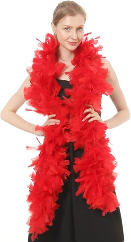 Ws&Wt 2 Yards 150g Large Fluffy Turkey Ruff Feather Boa for Adult Halloween Cosplay Costume Accessory Holiday Decors in Kuwait
