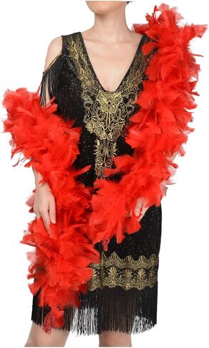 Ws&Wt 2 Yards 150g Large Fluffy Turkey Ruff Feather Boa for Adult Halloween Cosplay Costume Accessory Holiday Decors in Kuwait