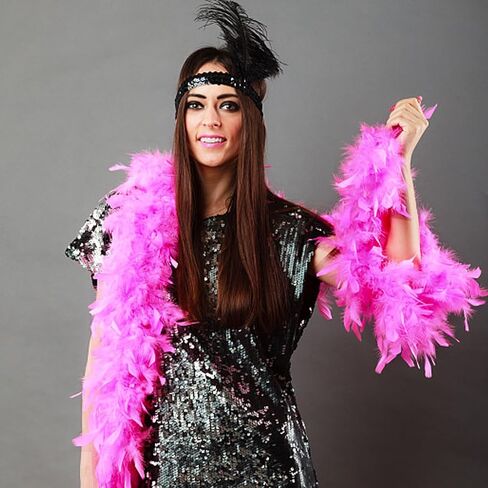 Hot Pink Feather Boa with Heart Rimless Sunglasses,48inch Feather Boa Scarf Feather Boa Costume Accessory For Dancing,Weddings,Parties,Christmas Cosplay,Halloween - Natural Turkey Feathers in Kuwait