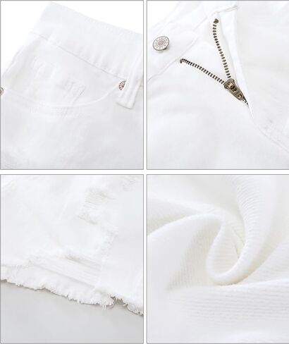 luvamia Jean Shorts for Women High Waisted Stretchy Distressed Denim Shorts Ripped Frayed Raw Hem Summer Casual Shorts in Saudi Arabia