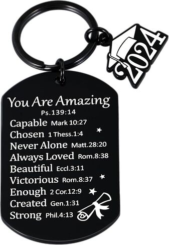 FOOZDEEVAAQ 2024 Graduation Keychains, Class of 2024 Keyring Stainless Steel Keychain for Graduates, Daughter Son Friend in Saudi Arabia