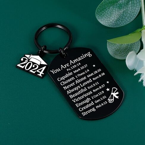 FOOZDEEVAAQ 2024 Graduation Keychains, Class of 2024 Keyring Stainless Steel Keychain for Graduates, Daughter Son Friend in Saudi Arabia