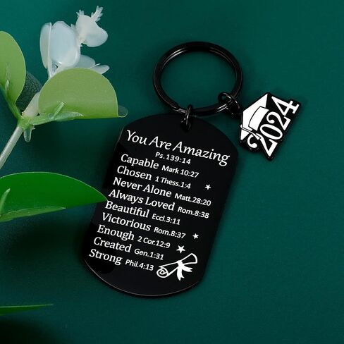 FOOZDEEVAAQ 2024 Graduation Keychains, Class of 2024 Keyring Stainless Steel Keychain for Graduates, Daughter Son Friend in Saudi Arabia