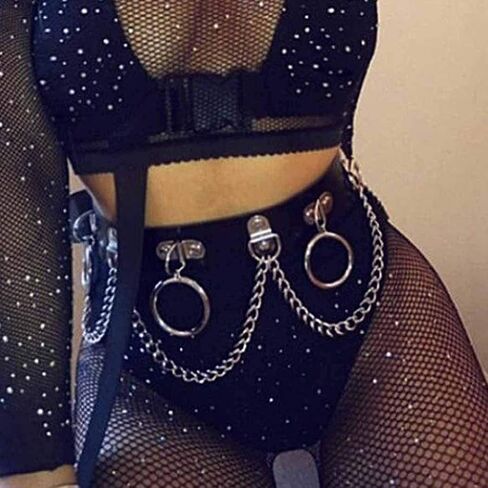 Victray Punk Leather Waist Chains Summer Beach Ring Body Chain Fashion Belly Belts Body Accessories Jewelry for Women and Girls in Kuwait