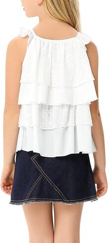 بلوزة صيفية للفتيات من Kukume ذات طبقات مكشكشة كاجوال وفضفاضة مناسبة لعمر 3-12 سنة in Kuwait