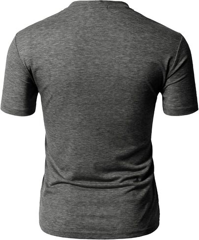 H2H Mens Casual Premium Slim Fit Henley T-Shirts Short Sleeve Lightweight in Kuwait