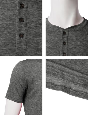 H2H Mens Casual Premium Slim Fit Henley T-Shirts Short Sleeve Lightweight in Kuwait
