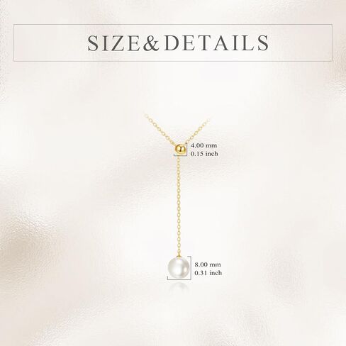 قلادات إنفينيتي من اللؤلؤ الذهبي عيار 14 قيراط للنساء (8 مم لؤلؤ المياه العذبة AAA)، قلادة هدايا من الذهب الحقيقي لأمها 16 بوصة - 18 بوصة in Kuwait