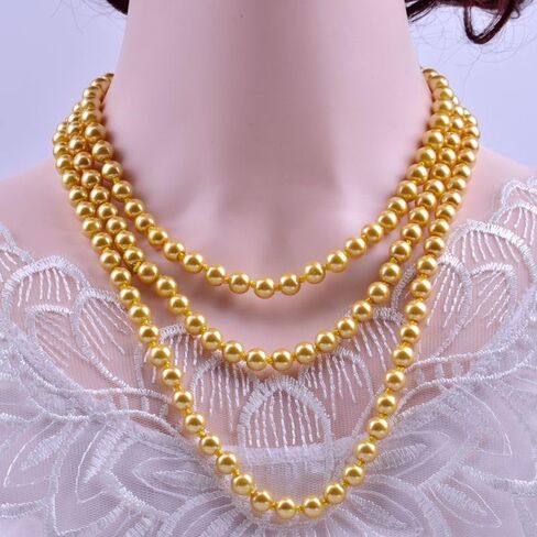 1920s Pearls Necklace Long Fake Pearls Necklace Retro Vintage Imitation Pearls Layered Necklace Pearl Strand Costume Jewelry for Women Girls in Kuwait