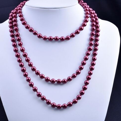 1920s Pearls Necklace Long Fake Pearls Necklace Retro Vintage Imitation Pearls Layered Necklace Pearl Strand Costume Jewelry for Women Girls in Kuwait