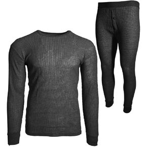 BROOKLYN VERTICAL Mens 2-Piece Waffle Thermals Set | Long Sleeve Shirt, Pants | Thermal Base Layer Set for Cold Weather