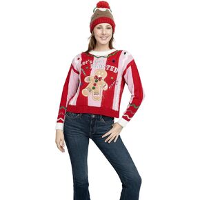 سترة Lets Get Frosted النسائية من JOLLIDAYS برقبة دائرية وأكمام طويلة لعيد الميلاد القبيحة in Kuwait