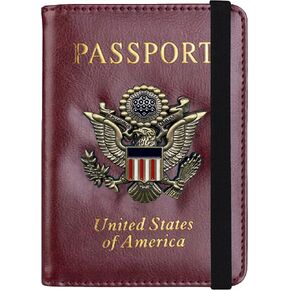 Ciana Passport Holder Cover Wallet RFID Blocking Leather Card Case with Vaccine Card Slot Travel Accessories for Women & Men (Maroon) in Kuwait
