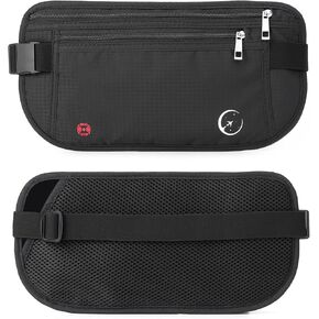 ZOPPEN Money Belt for Travel for Men Hidden, Passport Holder Travel Pouch Rfid Travel Money Belt Under Clothes, Travel Wallet Document Holder, Ultra Slim, Water-Resistant with Adjustable Soft Elastic Belt Fits Waist 56" in Kuwait