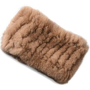 Yu He Rabbit Fur Headband - Winter Knit Neck Warmer Real Fur Headbands Women Scarf Muffler