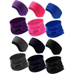 12 Pcs Polar Fleece Ear Warmers Headband Neck Warmer Set Winter Ear Warmers Winter Neck Gaiter for Men Women Winter Outdoor Sports in Kuwait