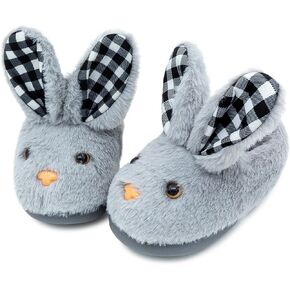 techcity Toddler Boys Girls Fuzzy Fluffy Slippers Cute Animal Winter Warm Shoes with 3D Bunny Design House Home Indoor Plush Fur Shoes in Kuwait