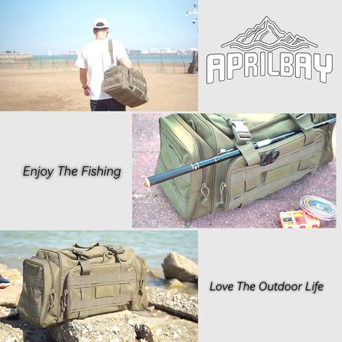 حقيبة من القماش الخشن من APRILBAY حقيبة رياضية للسفر والمشي لمسافات طويلة والرحلات للرجال والنساء حقيبة رياضية للصيد وصيد الأسماك حقيبة كبيرة 43 لتر فائقة الجودة ومتينة (أخضر داكن) in Kuwait