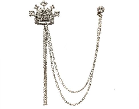 AN KINGPiiN Lapel Pin for Men Crowned Stone with Hanging Chain Brooch Suit Stud, Shirt Studs Men's Accessories Collar Pin in Saudi Arabia