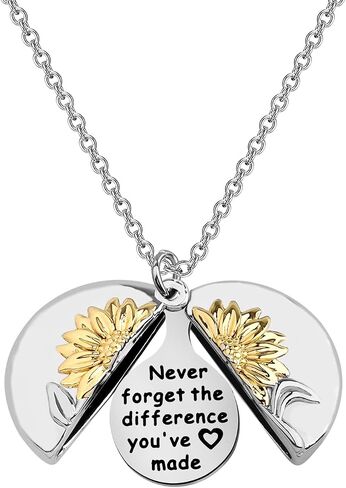 MYOSPARK Never Forget The Difference You've Made Sunflower Locket Necklace Appreciation Gifts for Colleague Best Friends in Saudi Arabia