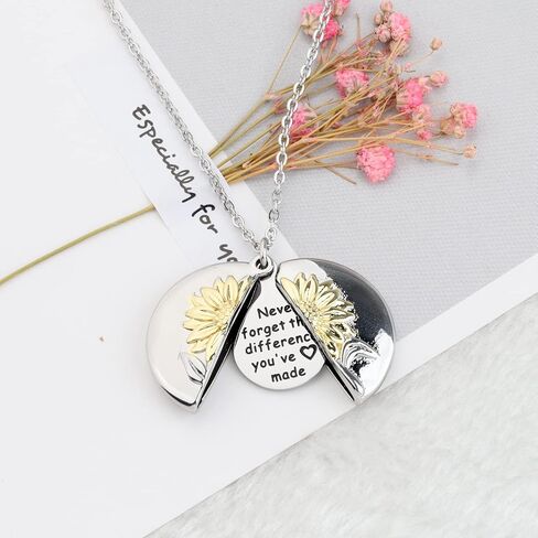 MYOSPARK Never Forget The Difference You've Made Sunflower Locket Necklace Appreciation Gifts for Colleague Best Friends in Saudi Arabia