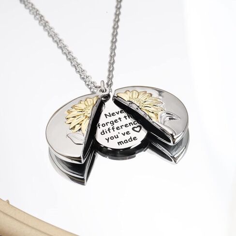 MYOSPARK Never Forget The Difference You've Made Sunflower Locket Necklace Appreciation Gifts for Colleague Best Friends in Saudi Arabia