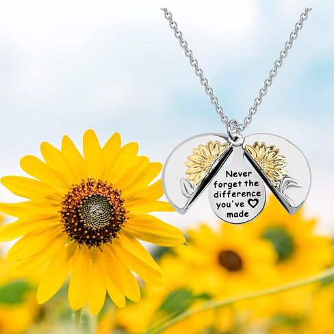 MYOSPARK Never Forget The Difference You've Made Sunflower Locket Necklace Appreciation Gifts for Colleague Best Friends in Saudi Arabia