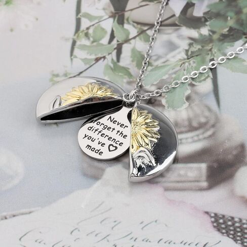 MYOSPARK Never Forget The Difference You've Made Sunflower Locket Necklace Appreciation Gifts for Colleague Best Friends in Saudi Arabia