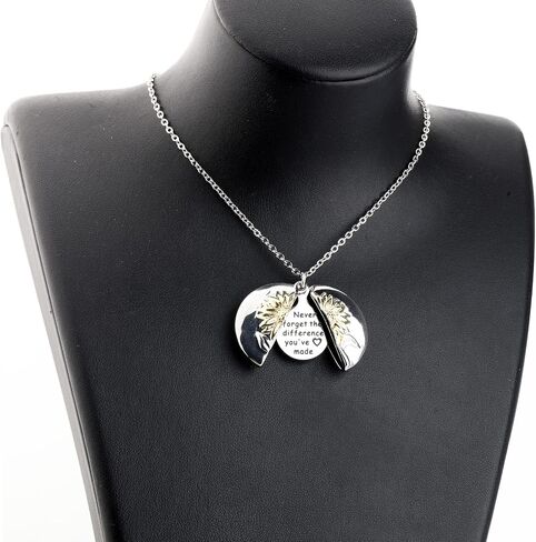 MYOSPARK Never Forget The Difference You've Made Sunflower Locket Necklace Appreciation Gifts for Colleague Best Friends in Saudi Arabia