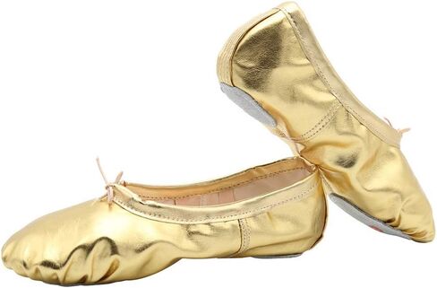 missfiona Womens PU Leather Ballet Slippers Dance Shoes Split Sole Belly Flat Adult Dance Trainers in Saudi Arabia