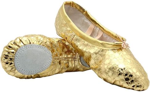 missfiona Womens PU Leather Ballet Slippers Dance Shoes Split Sole Belly Flat Adult Dance Trainers in Saudi Arabia