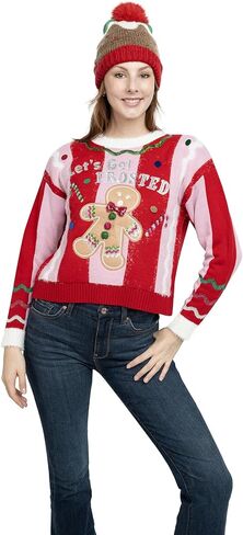 سترة Lets Get Frosted النسائية من JOLLIDAYS برقبة دائرية وأكمام طويلة لعيد الميلاد القبيحة in Kuwait