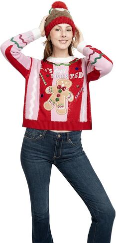 سترة Lets Get Frosted النسائية من JOLLIDAYS برقبة دائرية وأكمام طويلة لعيد الميلاد القبيحة in Kuwait