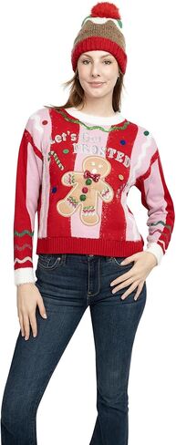 سترة Lets Get Frosted النسائية من JOLLIDAYS برقبة دائرية وأكمام طويلة لعيد الميلاد القبيحة in Kuwait