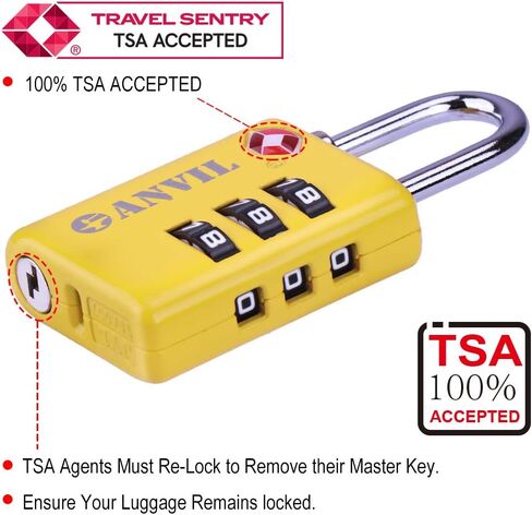 أقفال الأمتعة معتمدة من إدارة أمن المواصلات الأمريكية، قفل سفر متين مع مؤشر فحص ومجموعة مكونة من 3 أرقام قابلة لإعادة الضبط in Kuwait
