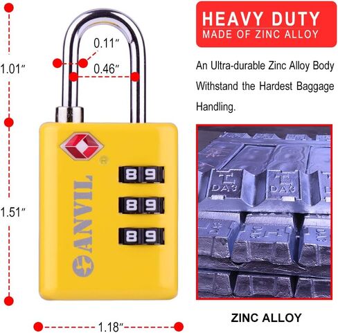 أقفال الأمتعة معتمدة من إدارة أمن المواصلات الأمريكية، قفل سفر متين مع مؤشر فحص ومجموعة مكونة من 3 أرقام قابلة لإعادة الضبط in Kuwait