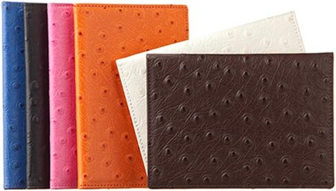 OROM PASSPORT HOLDER محفظة سفر جلدية بنمط النعام للرجال والنساء حجب RFID (وردي) in Saudi Arabia