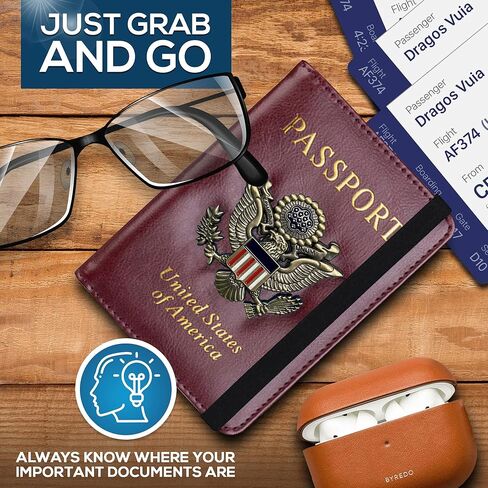 Ciana Passport Holder Cover Wallet RFID Blocking Leather Card Case with Vaccine Card Slot Travel Accessories for Women & Men (Maroon) in Kuwait