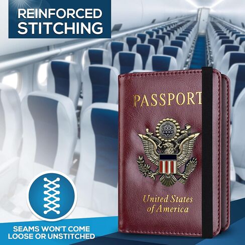 Ciana Passport Holder Cover Wallet RFID Blocking Leather Card Case with Vaccine Card Slot Travel Accessories for Women & Men (Maroon) in Kuwait