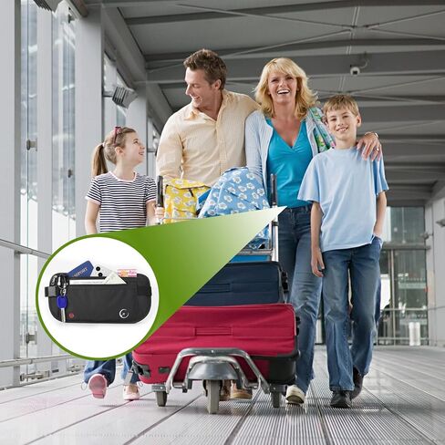 ZOPPEN Money Belt for Travel for Men Hidden, Passport Holder Travel Pouch Rfid Travel Money Belt Under Clothes, Travel Wallet Document Holder, Ultra Slim, Water-Resistant with Adjustable Soft Elastic Belt Fits Waist 56" in Kuwait