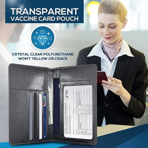 Ciana غطاء حامل جواز السفر محفظة RFID حجب حافظة بطاقات جلدية مع فتحة لبطاقة اللقاح وإكسسوارات السفر للنساء والرجال (كستنائي) in Kuwait