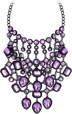 Flyonce Costume Jewelry Rhinestone Crystal Bib Statement Chunky Collar Necklace for Women Girls in Saudi Arabia
