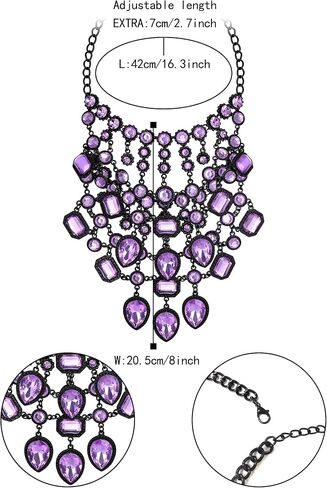 Flyonce Costume Jewelry Rhinestone Crystal Bib Statement Chunky Collar Necklace for Women Girls in Saudi Arabia