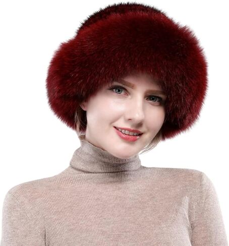 Winter Russian Fur Hat for Women Girls Warm Knitted Mink Real Fur Headband Fluffy Furry Hat with Fox Brim Outdoor in Saudi Arabia