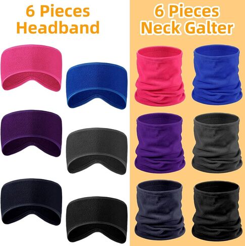 12 Pcs Polar Fleece Ear Warmers Headband Neck Warmer Set Winter Ear Warmers Winter Neck Gaiter for Men Women Winter Outdoor Sports in Kuwait