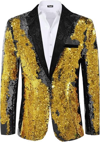 Thopil Men's Sequin Suit Jacket Tuxedo Blazer for Party Wedding Banquet Prom in Kuwait